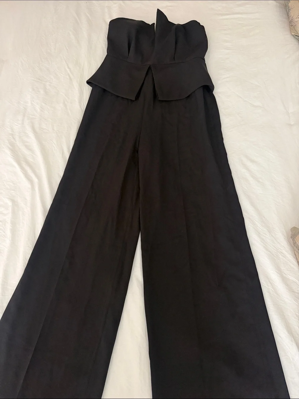 Nasty Gal Black Strapless Wide-Leg Jumpsuit with Peplum Waist - Picture 3 of 5